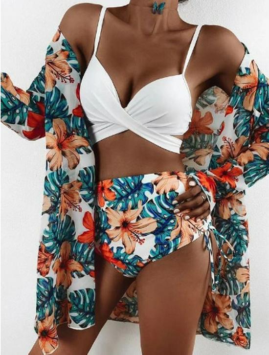 2025 Women's European & American Printed Bikini Swimsuit Beach Set