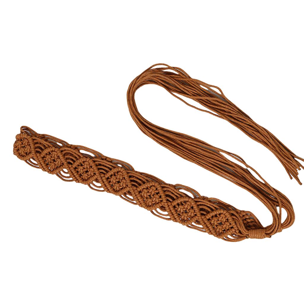 Women Decorative Wax Rope Belt Bohemian Fringed Belt Girl Dress Accessories Ethnic Waiststrap Female Waist Ornament