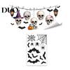 Waterproof Holiday Window Film Halloween Clings, Pumpkins Skeletons Ghosts And Bats Print Decorative Indoor Outdoor Glass Ornaments