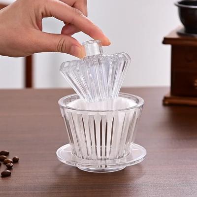 Koszowy Dripper do Kawy Crystal Eye Filtr do Kawy Pour Over 1-2 Osoby Akrylowy Kubek Filtra do Kawy Papierki Filtrujące Press Płaskie Dno