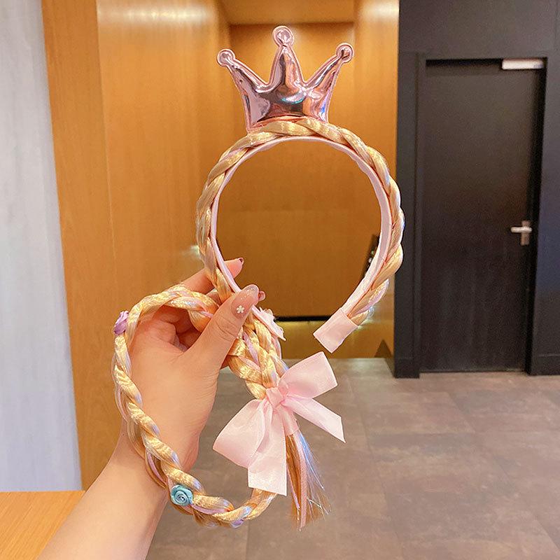 Bevroren Gevlochten Pruik & Prinsessenkroon Haaraccessoires voor Meisjes
