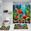 3D Fishes Shower Curtain Animal Bath Sets Waterproof Non-Slip Bathroom Rug Toilet U With 12 Hooks Home Deco