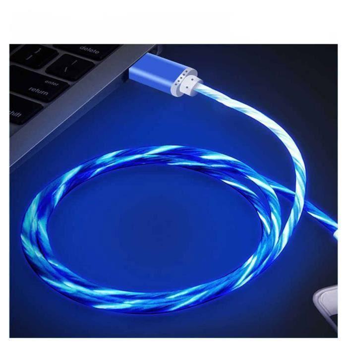 Lot de 10 Cable de charge USB Type C gamer LED 1 Mètre chargeur pour Xiaomi Redmi Note 7 Couleur Bleu - Marque Yuan Yuan