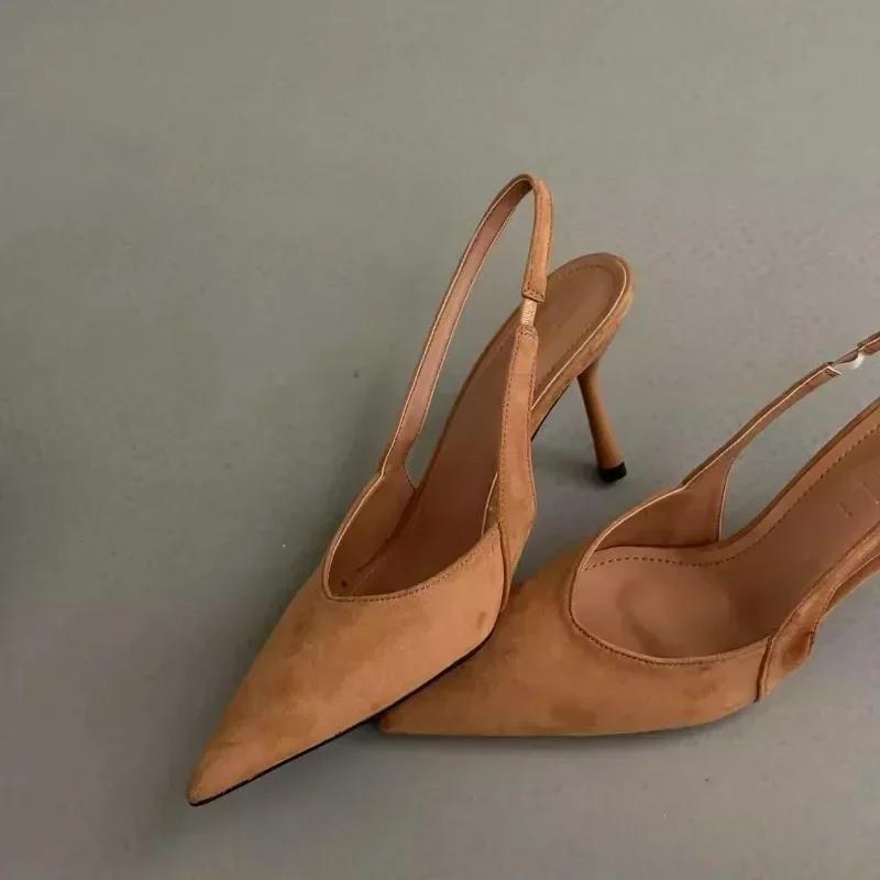 Fashion 2025 Ladies Shoes Slingbacks Women's High Heels Fashion Dress Pumps Women Shallow Pointed Toe Thin Heel Slip on Women's Sandals