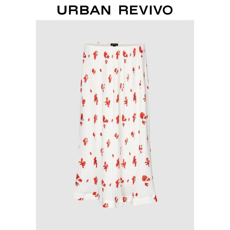 UR 2026 Floral Print Pleated Skirt L