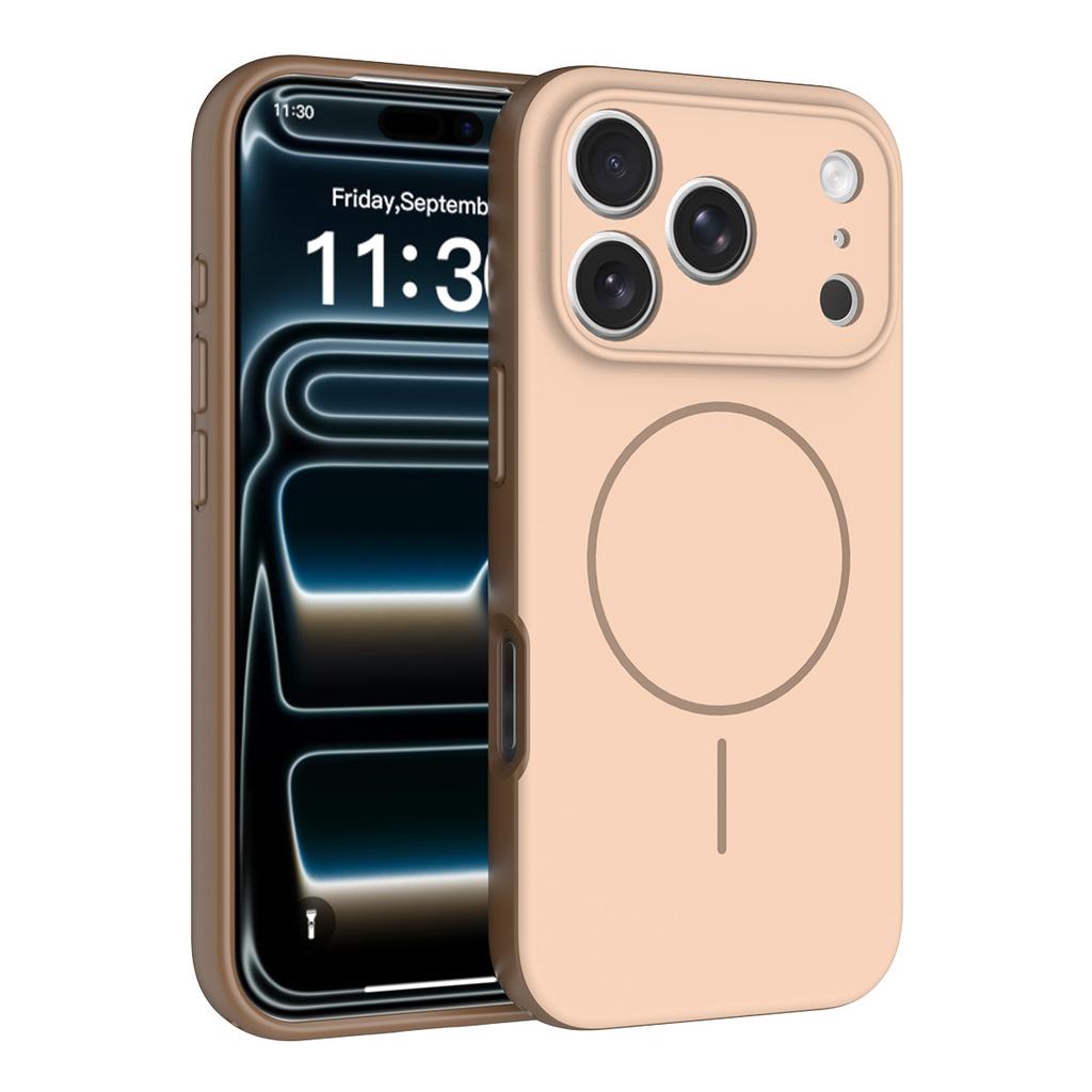 Suitable for 17pm mobile phone case, simple and advanced magnetic attraction, Apple 16 skin feeling pc + tpu anti-drop mobile phone case with lanyard.
