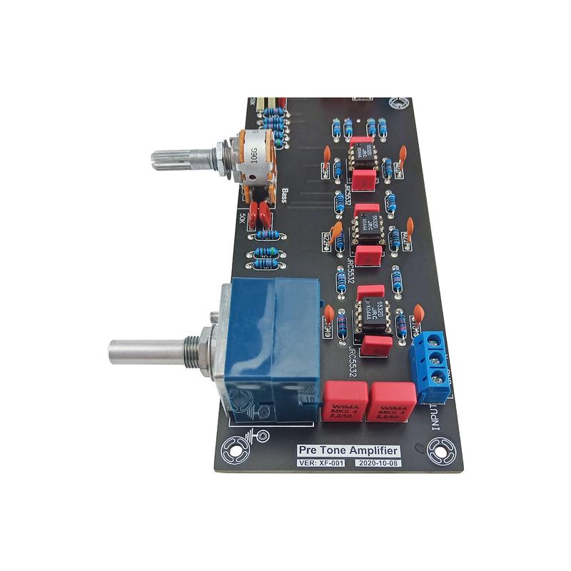 GHXAMP JRC5532 Audio Preamplifier Tone Control Board Op-amp Treble Mid Bass Preamp Amplifier ELNA680UF*2+1000UF*6 AC12-18V DIY