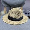 French Vacation Straw Hat Women's Salty Straw Jazz Top Hat Summer Sun Protection Sun Hat Retro Versatile Casual Sun Hat