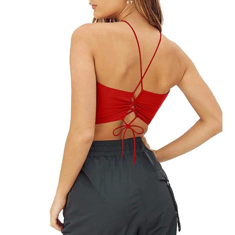 European and American spring/summer Y2K women's backless hanging neck bow slimming vest