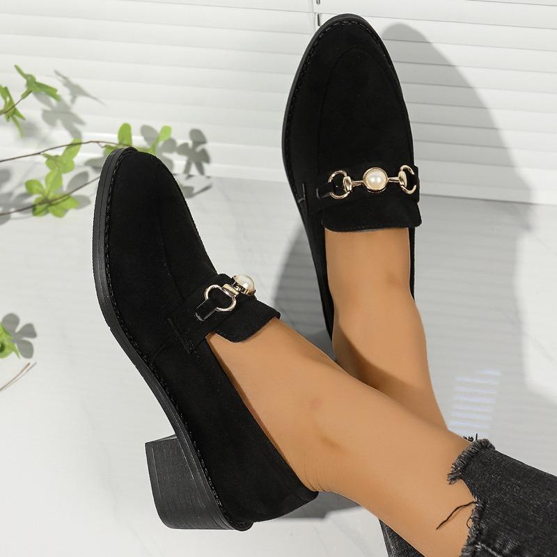 Große Größe Lässige Einzelne Schuhe Damen Frühling und Herbst Neue Plateau Metall Schnalle Loafer
