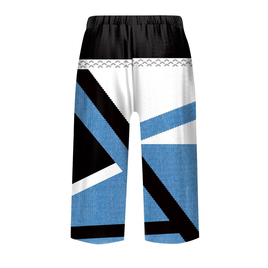 Women's Printing Pants Fashionable Pocket Elastic Waist Casual Shorts