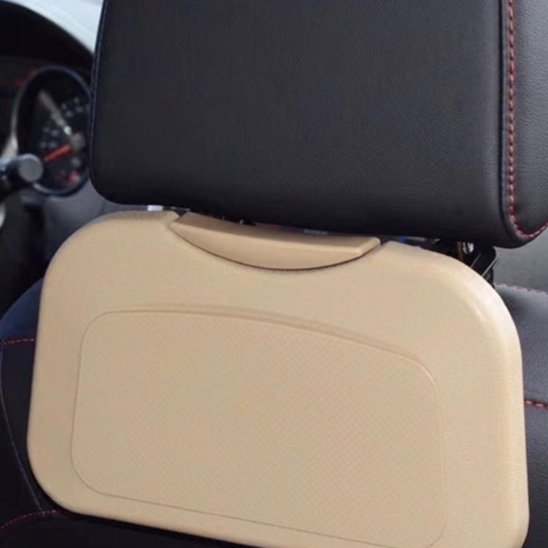 Folding Auto Seat Back Table With Snack Tray Drink Storage Space Saving Design Quick Installation Car Organizers