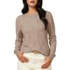 Women S Casual Knitted Pullover Sweater Round Neck Long Sleeve Solid Color