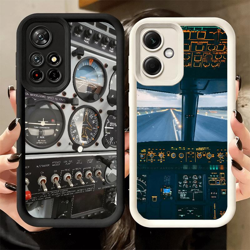 Phone Case for Xiaomi Redmi Note 15 14 13 Pro Plus Aviation Aeroplane Pilot Cockpit Shell 12S 11 11S 11T 5G 14S Soft Silicone Fu