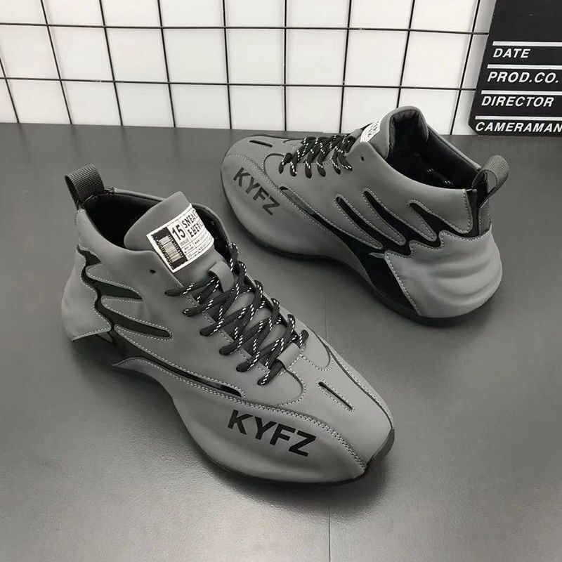 Mode Outdoor-Mode Herrenschuhe Sport Farb-Patchwork Laufschuhe Klobige Freizeitsneaker Leder Wasserdicht Erhöhte Plateau-Sneaker