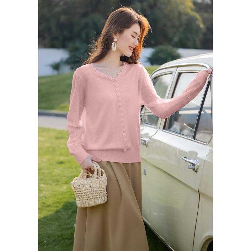 Moka Na Damen Strickoberteil mit Spitze und langen Ärmeln