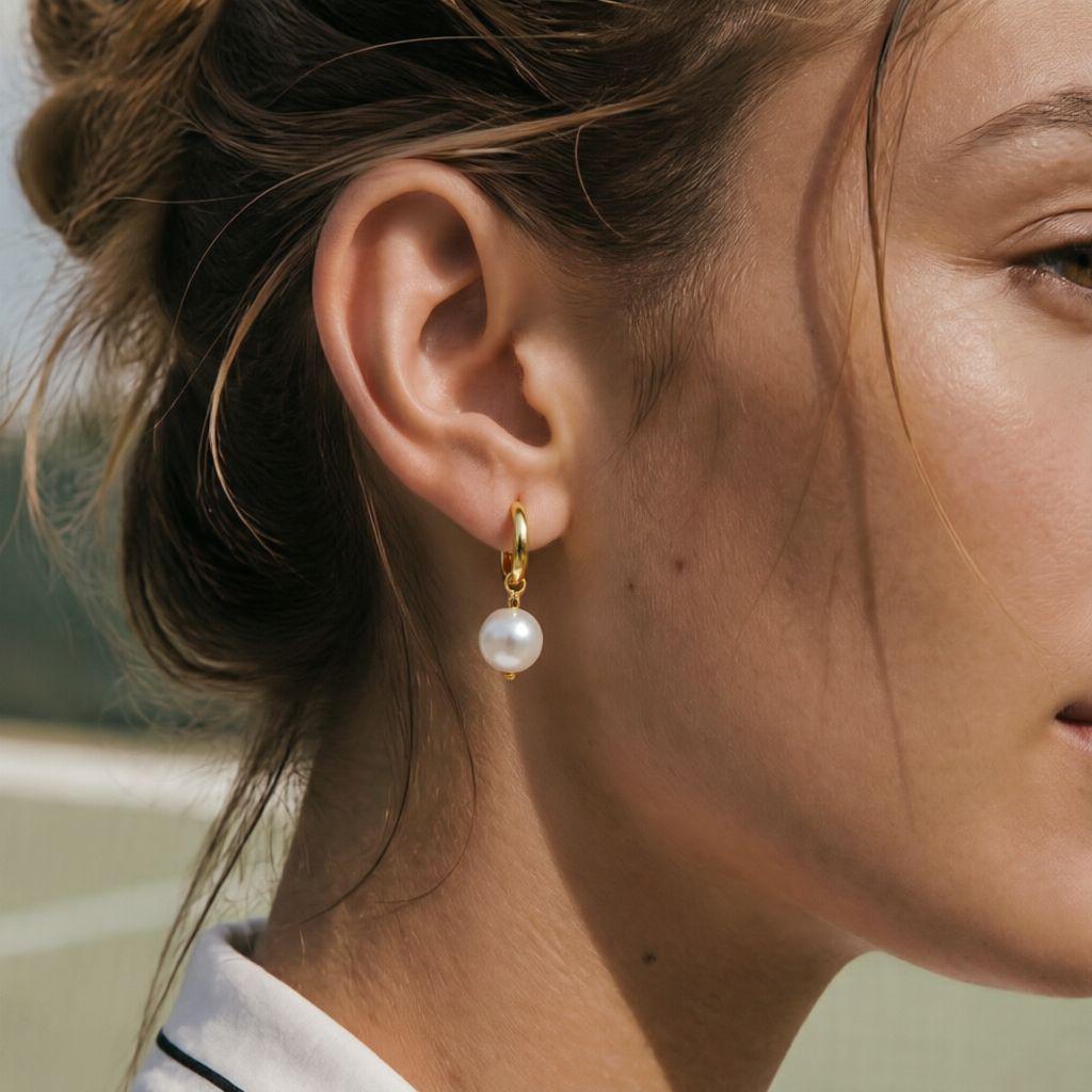 European & American Stainless Steel Pearl Earrings - Elegant Titanium Steel, Colorfast & Luxurious Design