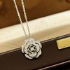 Flower Hollowed Out Necklace, 925 Sterling Silver Pendant with Diamonds, Exquisite for Daily Wear and Gift Giving, Essential for Birthdays