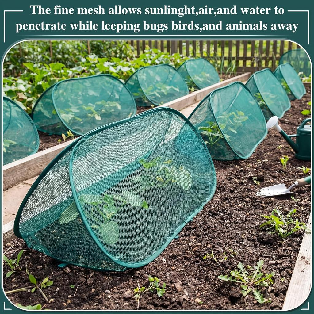 Pop-up Plant Protection Cover Set, Including 1 Plant Protective Cover and 8 Ground Stakes. Suitable for Use As Bird and Insect Netting for Vegetables