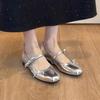 Square Head Patent Leather One-word Buckle Mary Jane Shoes Women's Sweet Versatile Bow Flat-bottomed Small Single Shoes