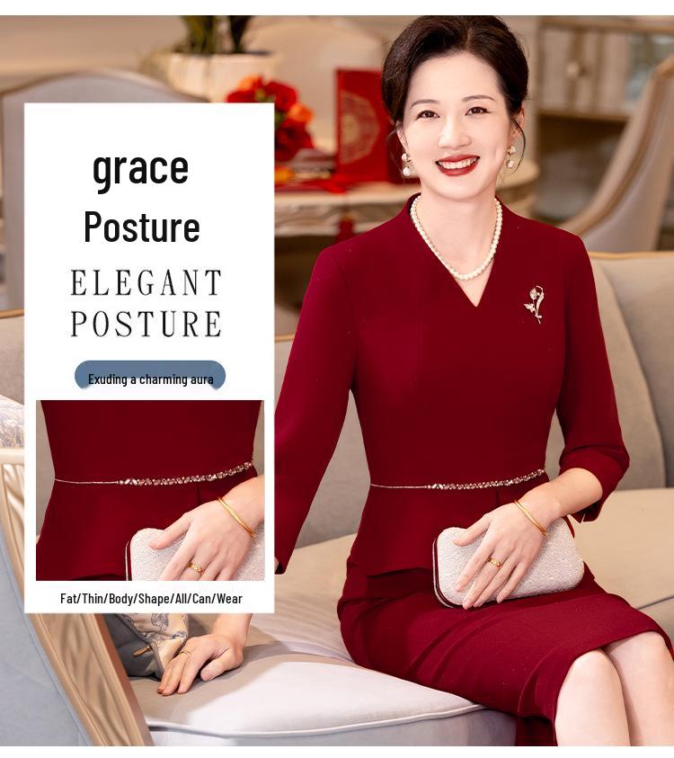 Spring 2025 Elegant Tummy-Covering Formal Dress for Mother of the Bride