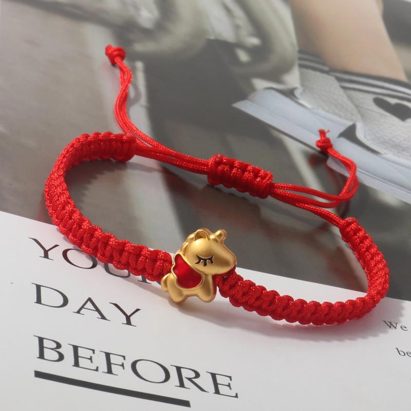 2026 New Year Zodiac Horse Bracelet Cartoon Lucky Horse Red String Woven Bracelet Couple Friend New Year Blessing Gift