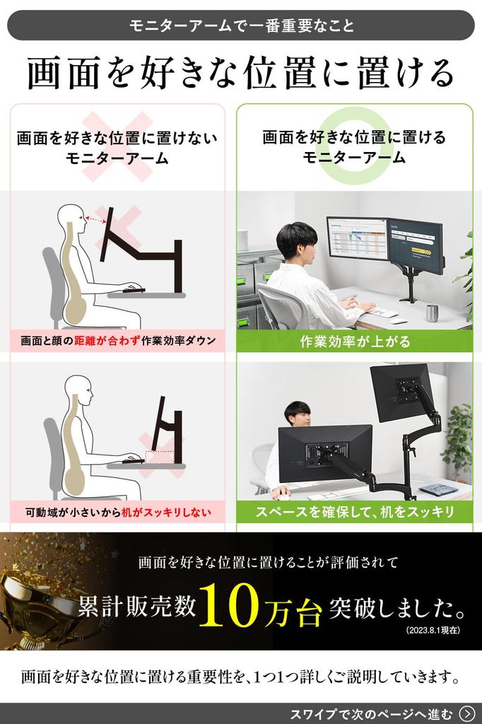 SHOPPINGALL can place your monitor wherever you to see your monitor than other Monitor arm Dual 2 screen Display arm Gas spring inch compatible Load