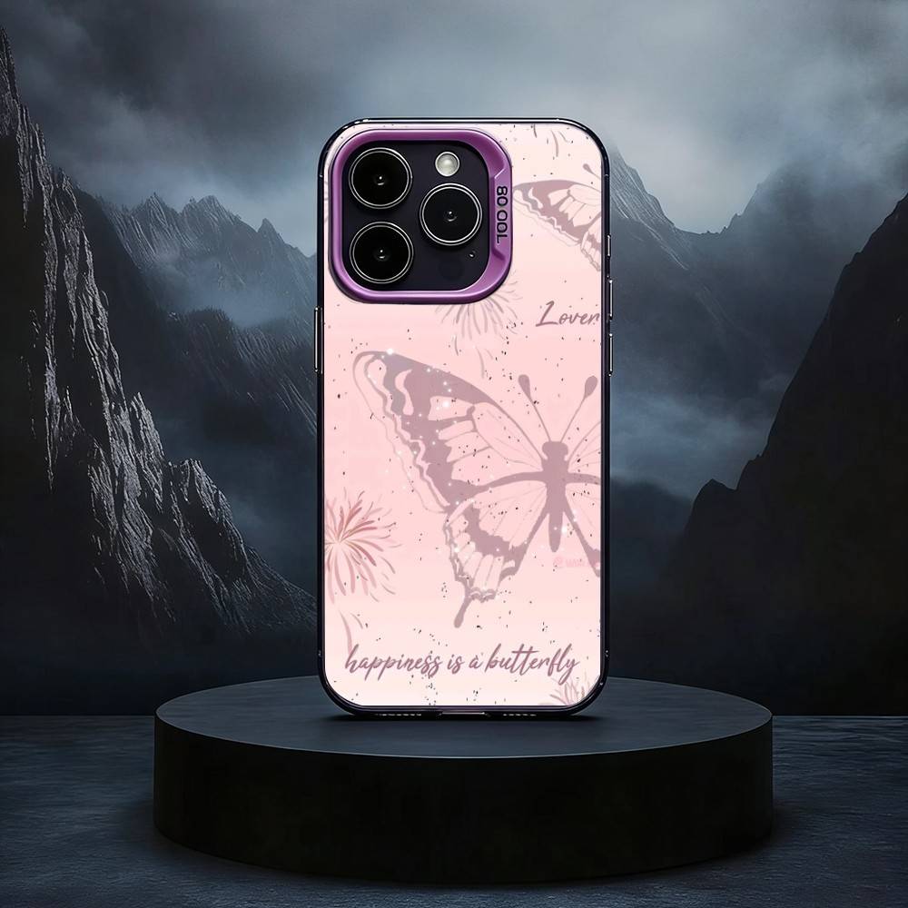P-Painting B-Butterfly Phone Case For iPhone17,16,15,14,13,12,11 Plus,Pro Max Black Candy silver phone case