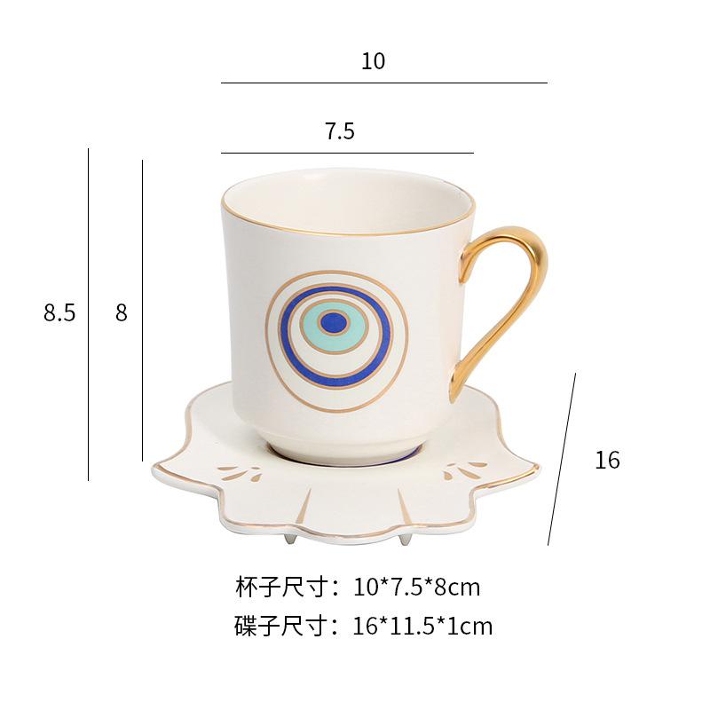 Creative Turkish Blue Evil Eye Cup And Hamsa Hand Saucer Coffee Tea Milk Water Mug Modern Room Decoration Ceramic Gifts