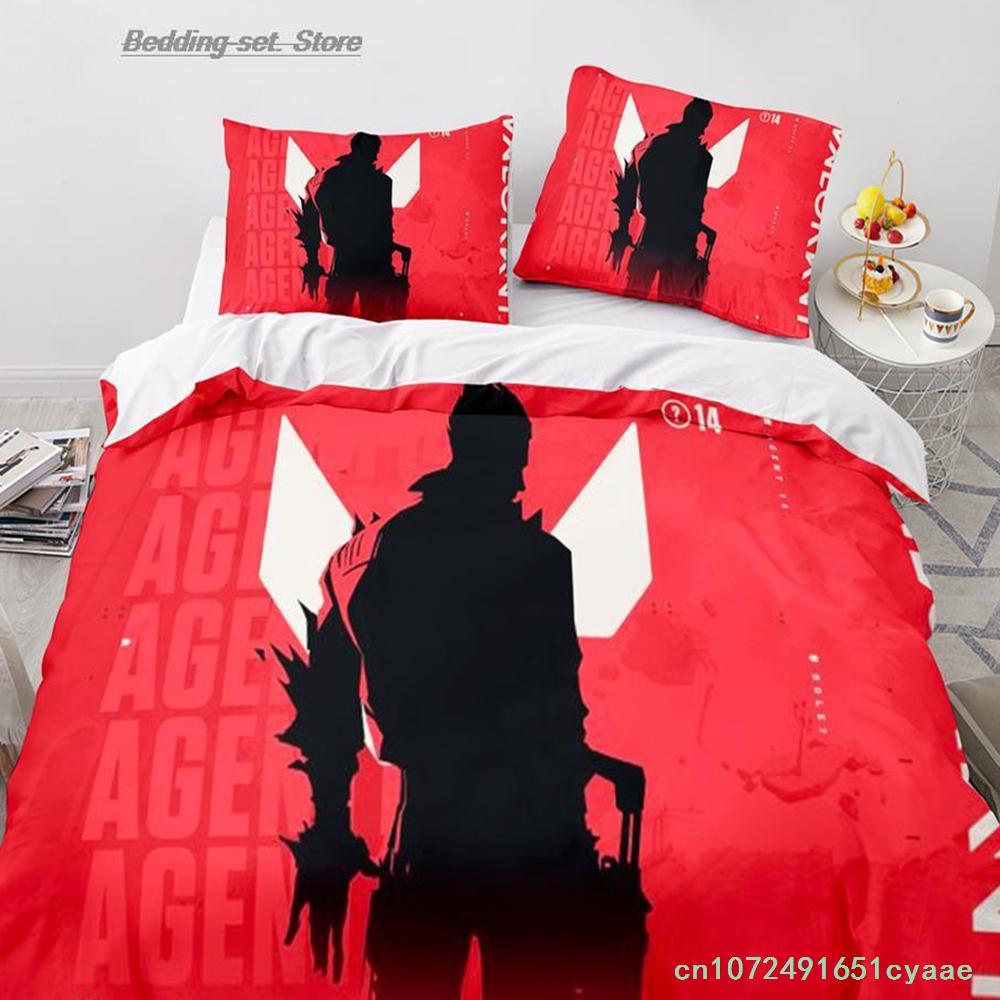 Gaming Valorant Bedding Set Single Twin Full Queen King Size Bed Set Aldult Kid Bedroom Duvetcover Sets 3D Print Anime 034
