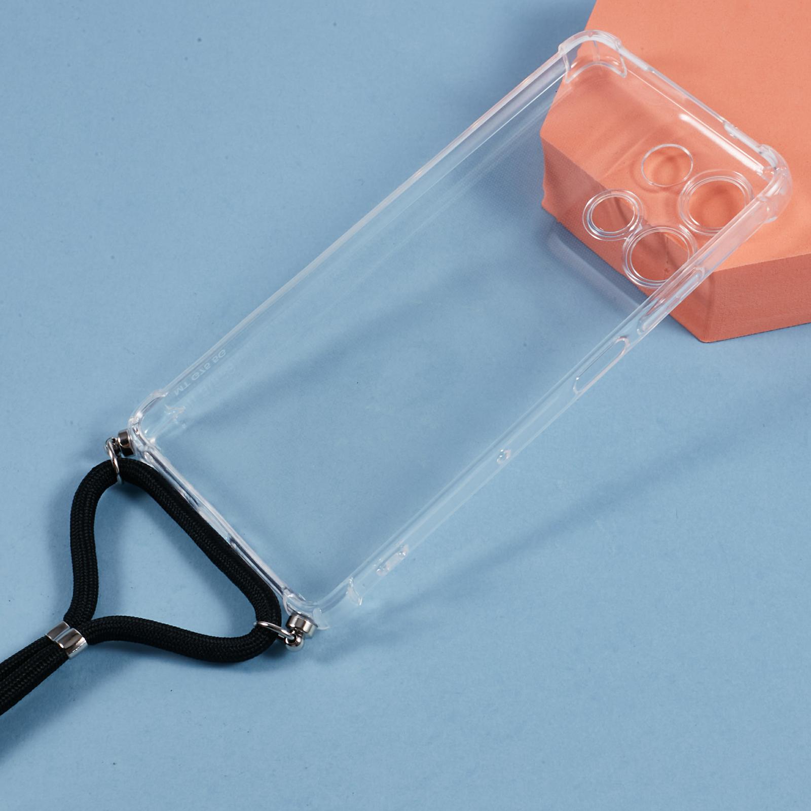 

For Motorola Moto G75 5G Case Reinforced Corner TPU Clear Phone Cover with Lanyard Style A