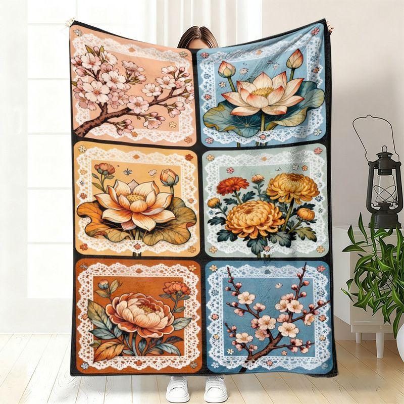 VIKAMA Sonnenblumen Flanell Decke für Schlafzimmer Wohnheim Nickerchen Decke Sofa Überwurf Decke Klimaanlagen Decke Heimdeko