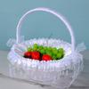 Multi Purpose White Decorative Basket For Flower Girls Lightweight Fabric And Portable Handheld Basket Decoration