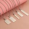 Engravable 3D Geometric Rectangle Stainless Steel Necklace with Box Chain