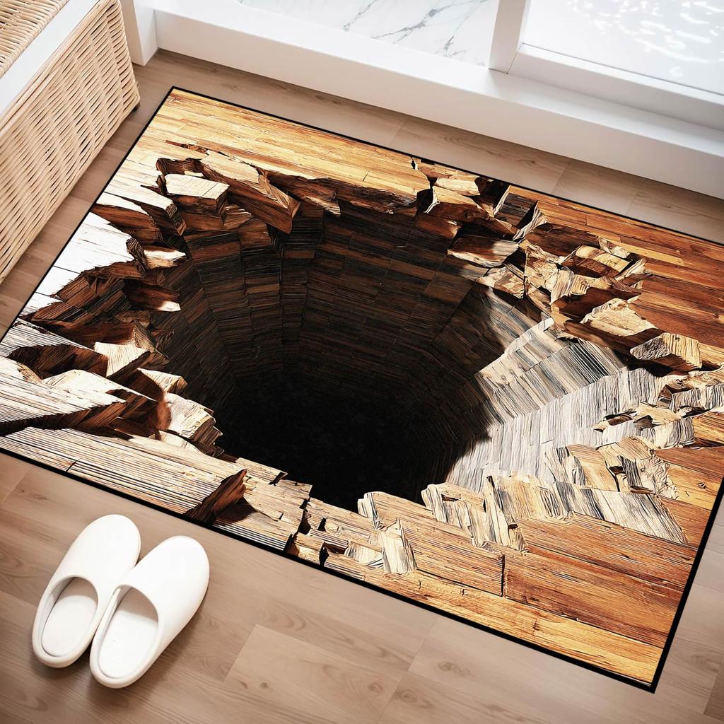 3D Optical Illusion Stone Stair Rug,Non-Slip Floor Mat for Bedroom Living Room Unique Visual Effect Carpet for Home Office Decor