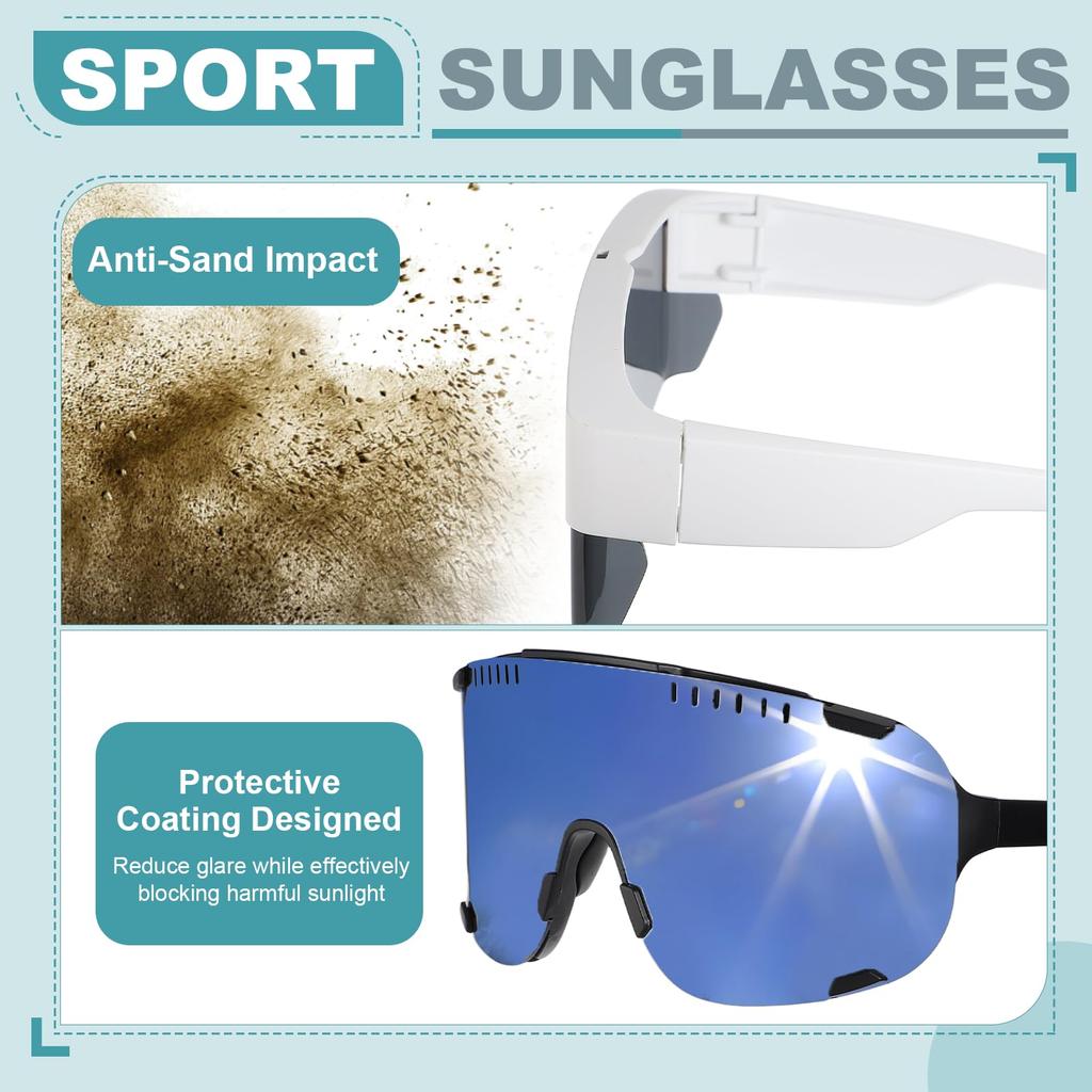 Sports Sunglasses for Polarized for Mountain White Gray [uxcell] Cycling, Lenses, Men's & Women's, Biking, Driving, Fishing, Running, Sunglasses, &