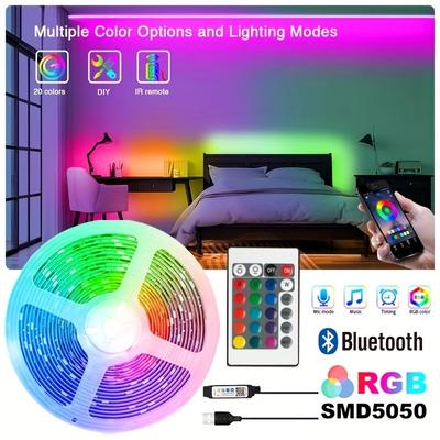 Bande lumineuse LED Usb 5050 RGB, 16 couleurs changeantes, chaude, avec télécommande, pour chambre à coucher, salon, TV, cuisine, décoration DIY