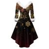Women's Fashionable Casual Fitted Christmas Print Party Long-Sleeved Dress