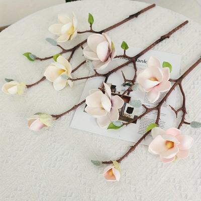 Künstliche Magnolienblumen, Brautstrauß, Hochzeitsstrauß, künstliche Hochzeitsblumen, für Hochzeitstag, Party, Zuhause, Büro, Garten, Brautdekor, 4 Stück