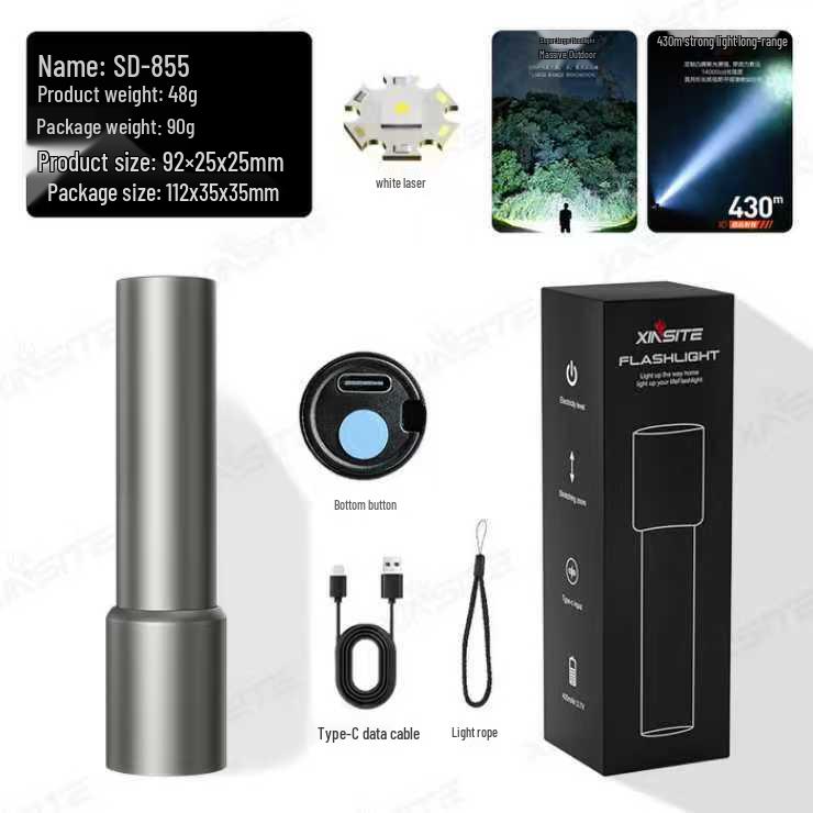 XHPp50 Aluminum Alloy Waterproof Flashlight with Telescopic Zoom & USB Charging