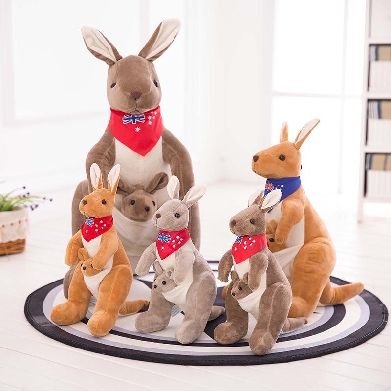 Scarf Mother and Son Kangaroo Doll Australian Simulation Plush Toy Doll