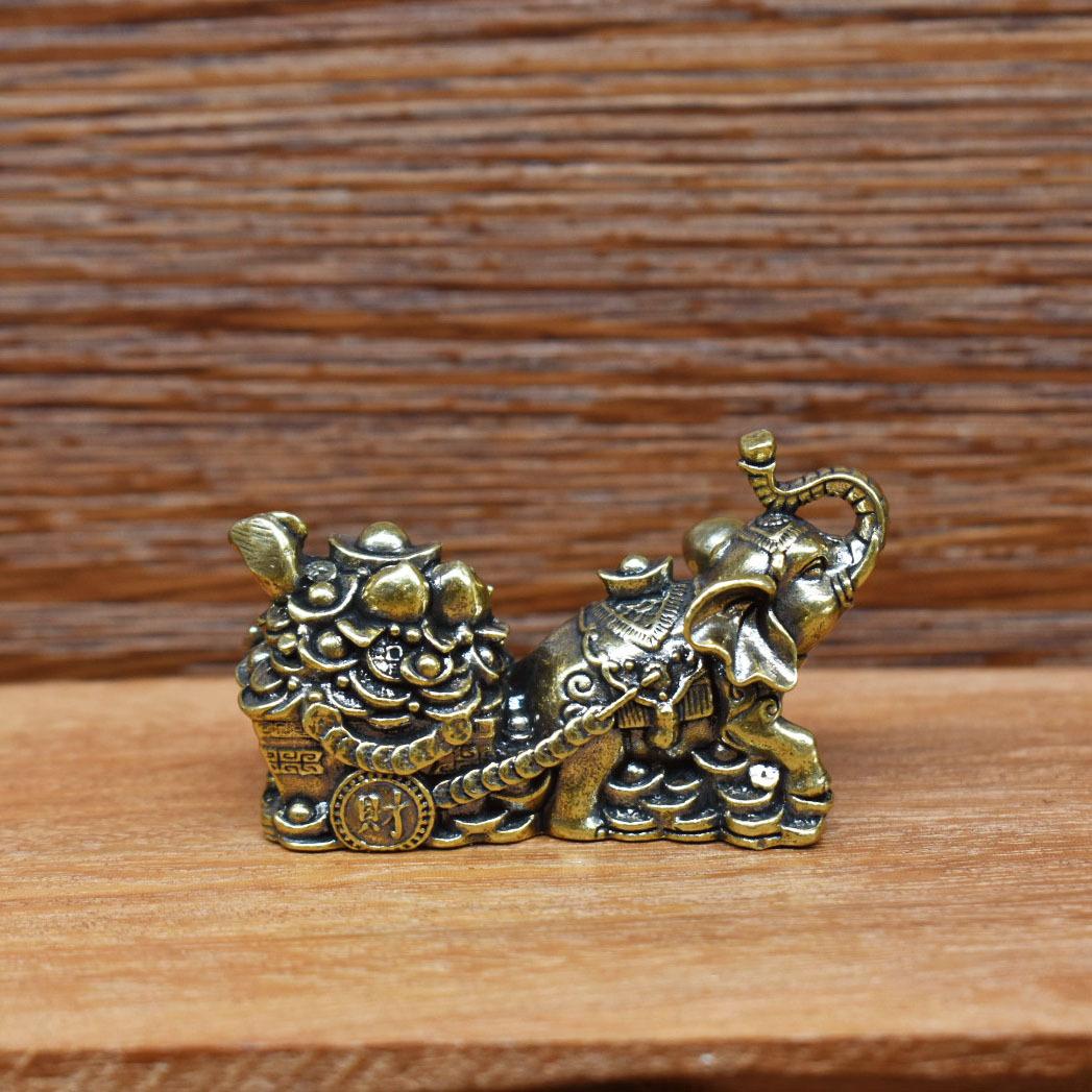 Brass Wealth Yuanbao Ornament Treasure Bowl Copper Pulling Cart Living Room Home Large Ruyi Fortune Elephant C