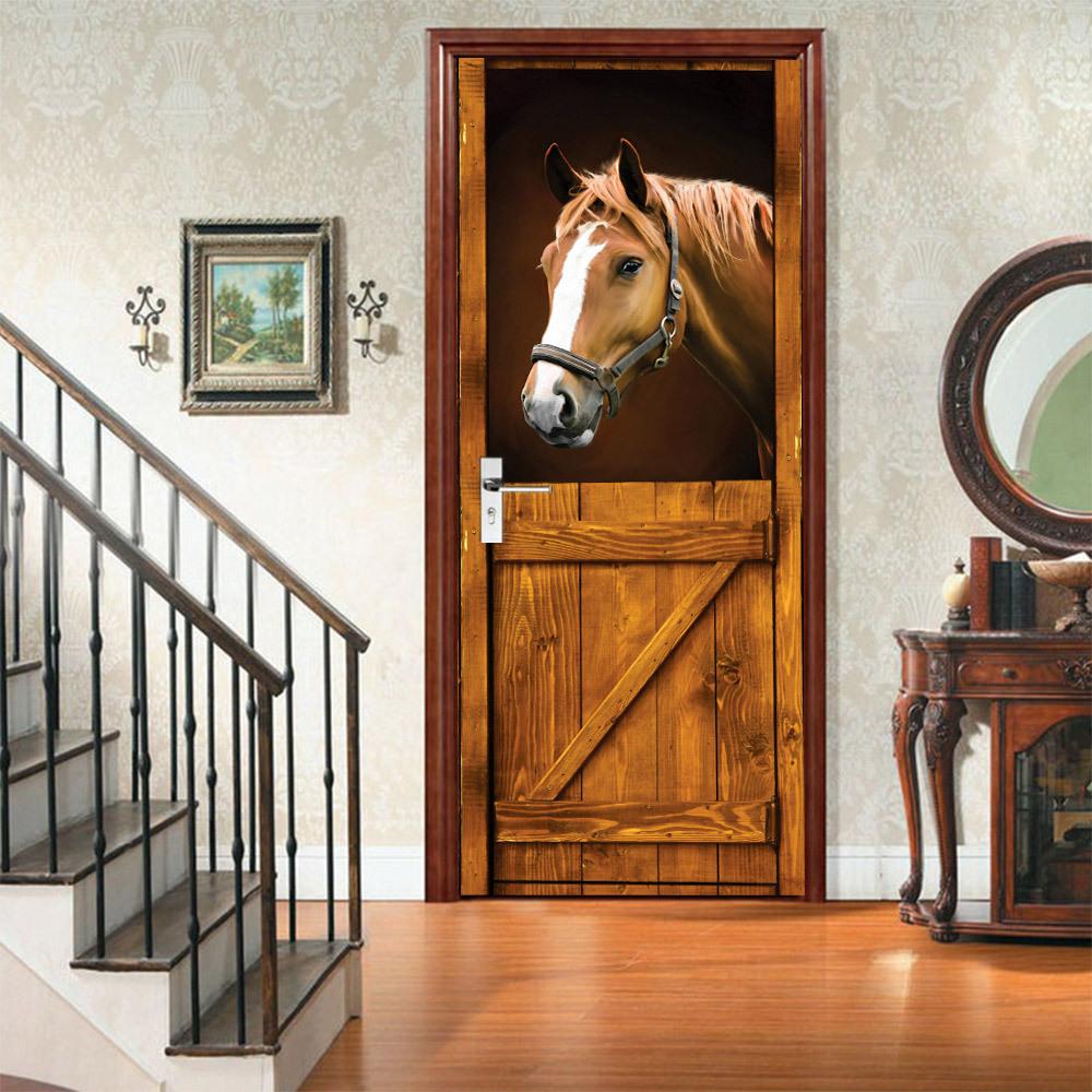 Meiji Creative Environmental Protection Stallion 3D Door Sticker Renovation Self-Adhesive Bedroom Wall Sticker Direct Sales Door Frame