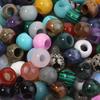5pcs/lot Natural Stone Big Hole Beads Agate Jade Tiger Eye Turquoise Loose Beads For DIY Handmade Bracelet Earrings Accessories