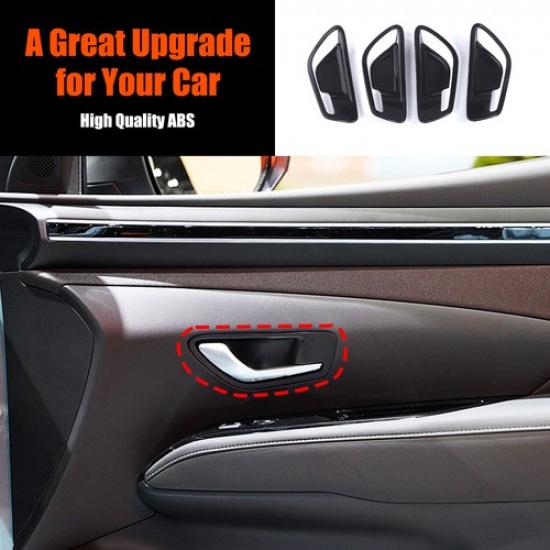 Glossy Black Interior Door Handle Bowl Trim Cover For Hyundai Santa Cruz +