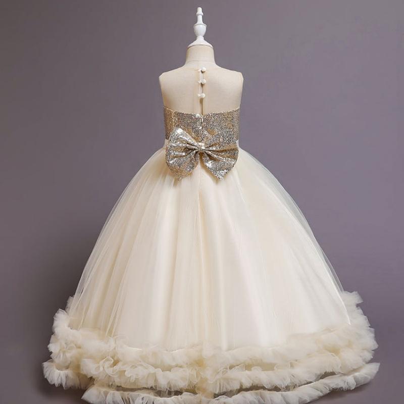 Baby Girls Flower Princess Lace Ball Gown Party Long Dress For Brithday Wedding Teenager Kids Christmas Dresses Children Clothes