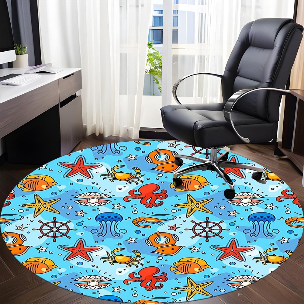 1pc Oceanic Creatures Chair Carpet for Office, Non-slip, Soft and Durable Office Rug, Perfect for Office yy251227135