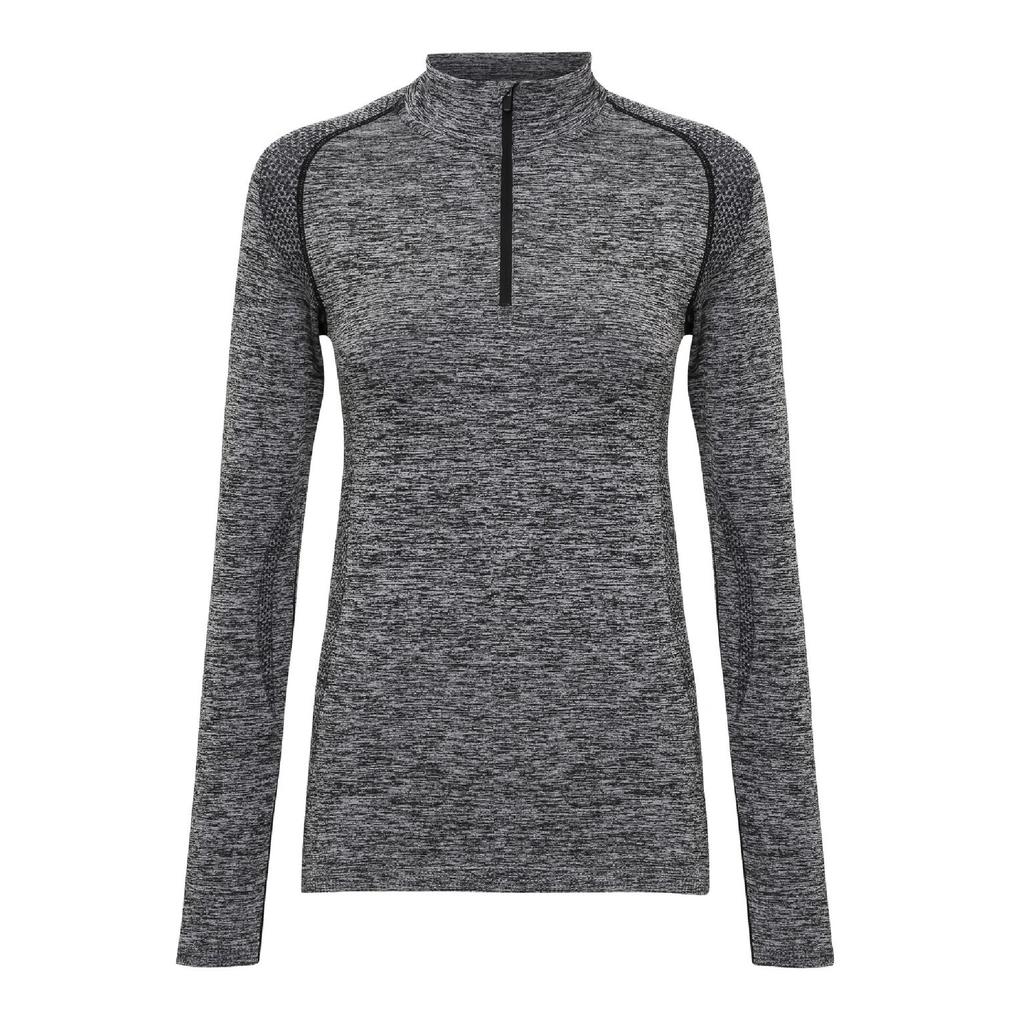 TriDri Nahtloses 3D-Fit-Multi-Sport-Performance-Top mit Reißverschluss für Damen/Damen
