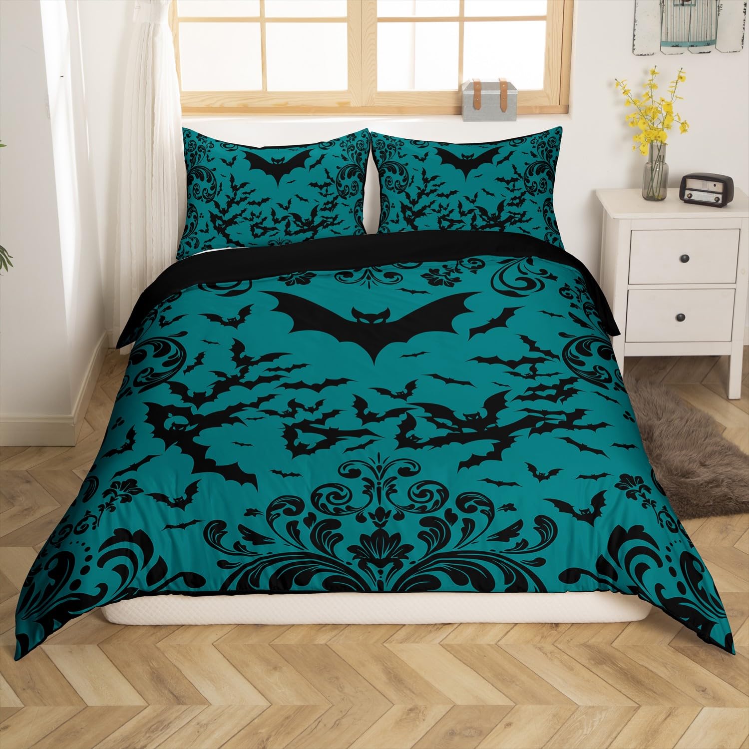 

Comforter Black White Spider Web Queen Halloween Gothic Bedding Set For Boys Adults Room Decor Hippie Floral Comforter Comforter (quilt)-EU Single(135*200cm)3pcs