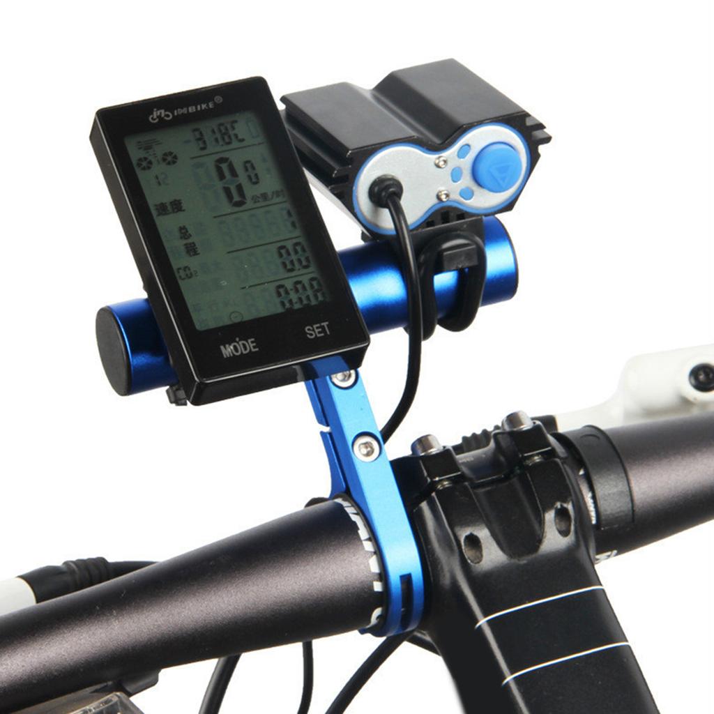 UPANBIKE Bici Manubrio Extender Estensione in Fibra di Carbonio Staffa in Lega di Alluminio Morsetto per Bicicletta tachimetro Faro Luce Holder(Black 20cm Double Clamp